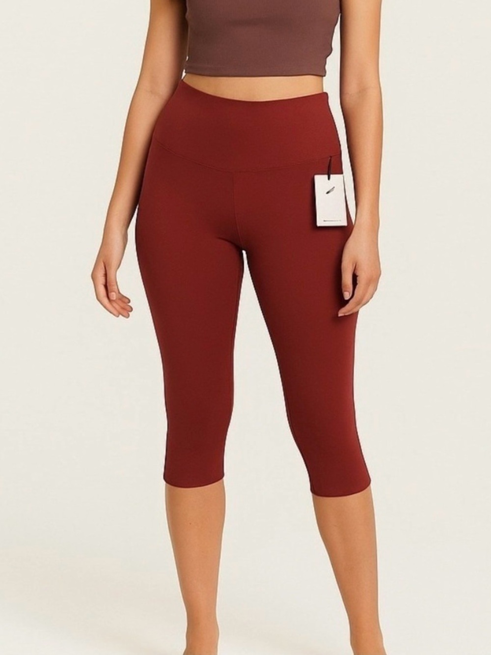 Calia power sculpt collection slim smooth cropped leggings dark clay size Large